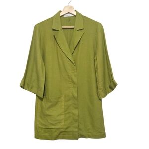 Coquette en Lin 100% Linen Olive Green Relaxed Summer Blazer Jacket Size S